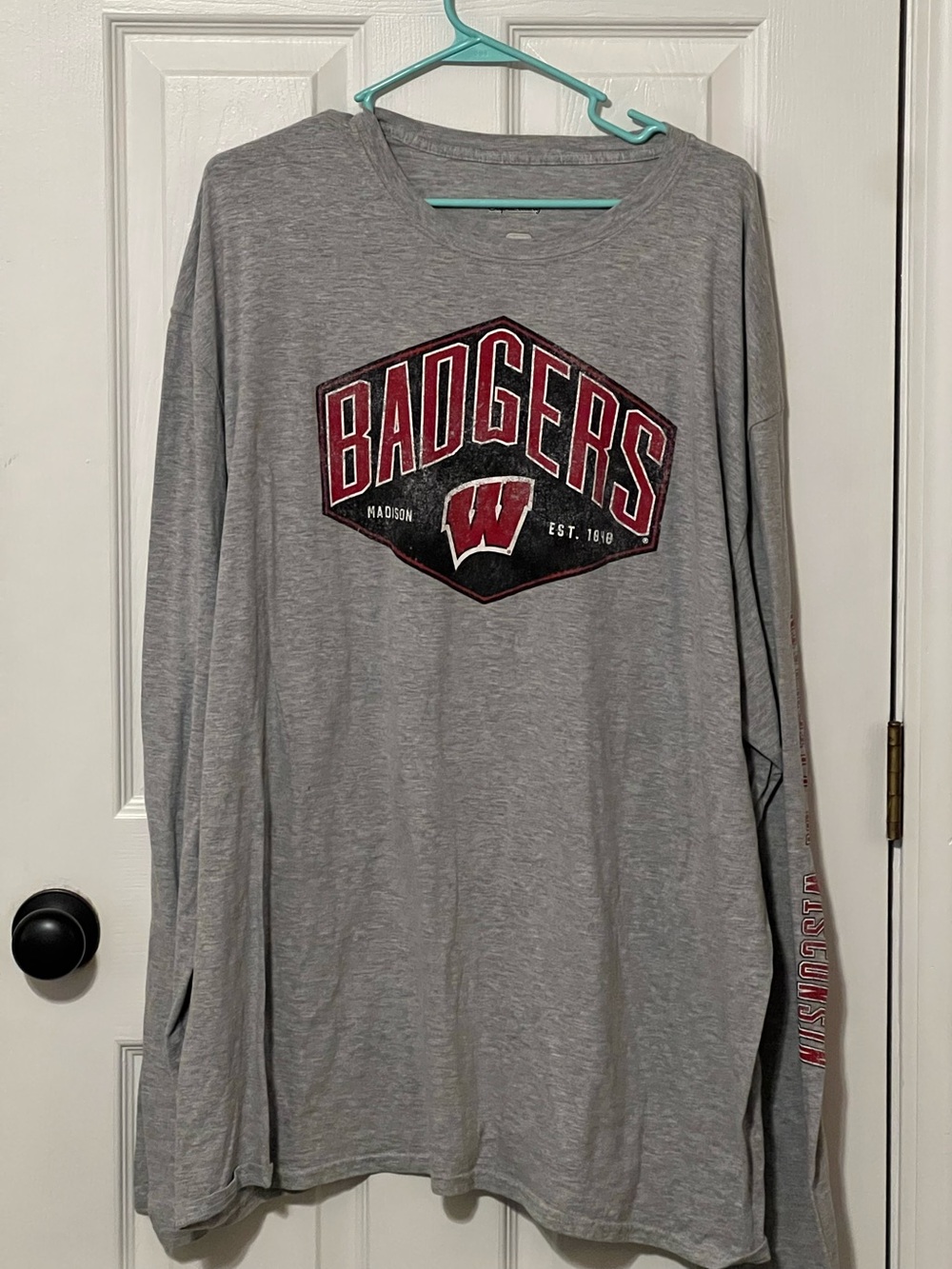 Wisconsin Badgers 3XL Gray Long Sleeve Graphic Tee NCAA University Shirt